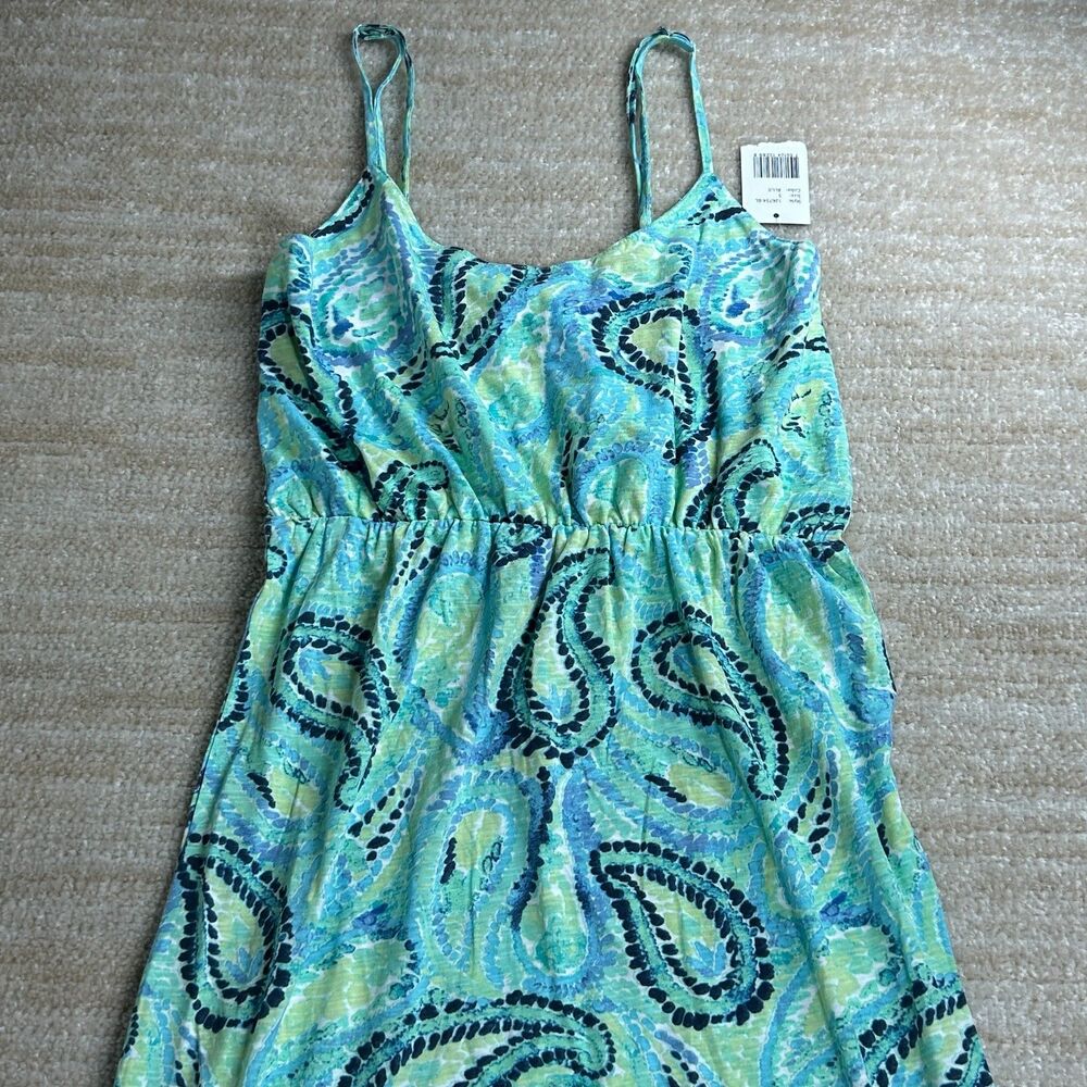 Kiwi Fresh Dress Womens S Blue Green Paisley Sleeveless Casual Summer Sundress
